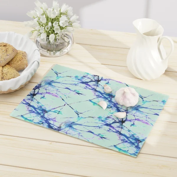 Cutting Board White and Blue Batik Fabric Texture