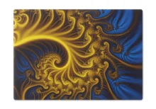 Cutting Board Yellow and Blue Spiral Fractal Pattern