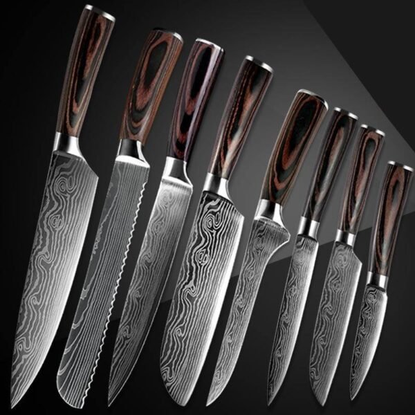 Damascus Kitchen Knife Sets Stainless Steel Pattern Cooking Knives_14
