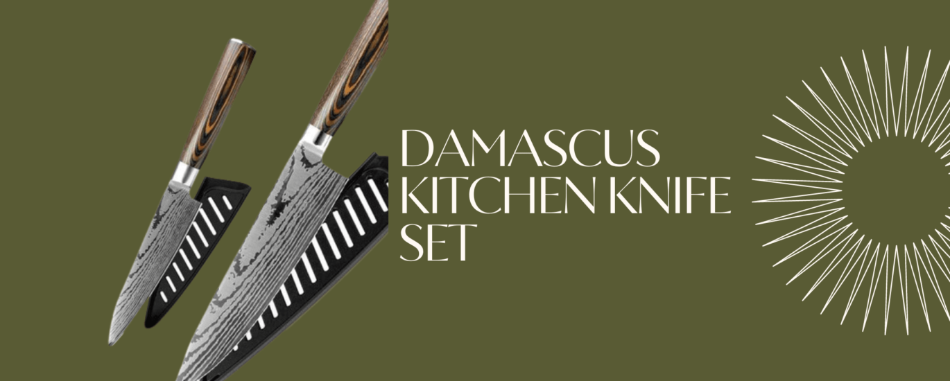 Damascus kitchen knife set