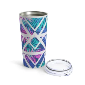 Insulated Tumbler with lid 20oz- Neon palm leaf design.