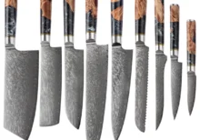 Black Resin Damascus Knife