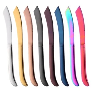 Stainless Steel Rainbow Steak Knives Set Cutlery Dinner Knife