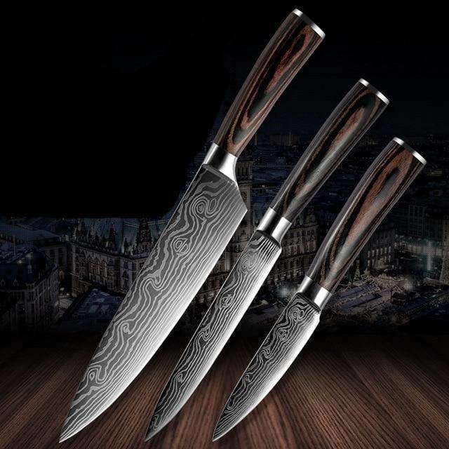 Damascus Kitchen Knife Set