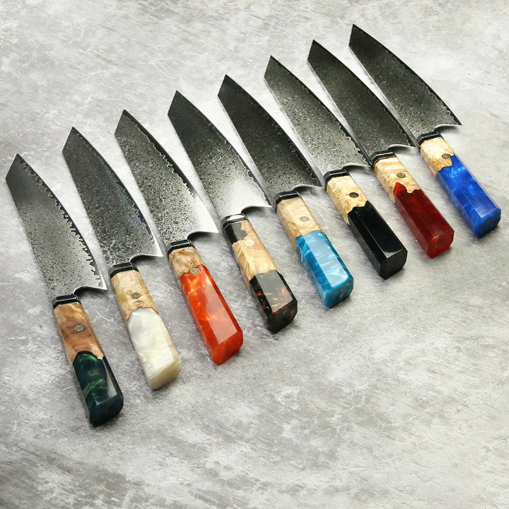 Damascus knives set