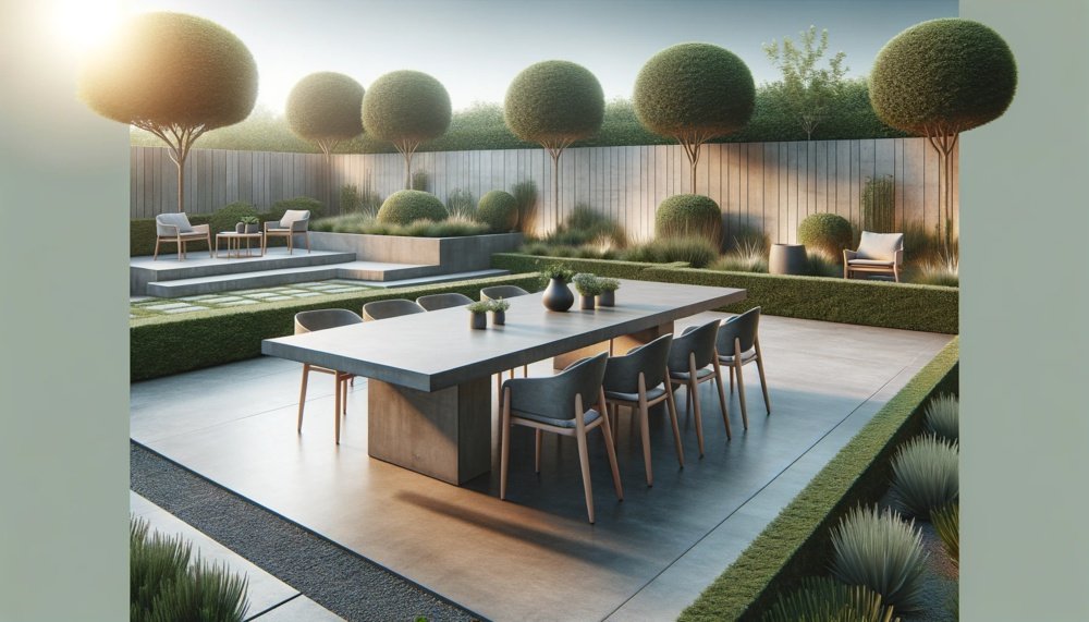 outdoor dining table concrete